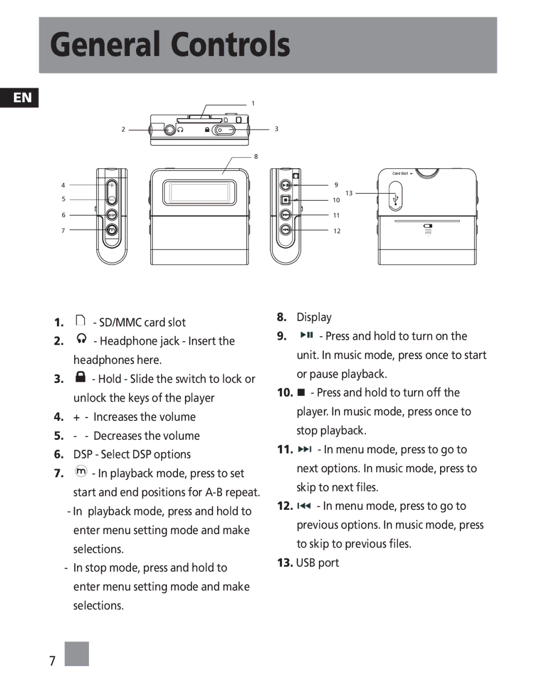 RCA M2021, M2030, M2011, M2000, M2001, MC2011, MC2020, MC2000, MC2010, MC2001, MC2021, M2020 user manual General Controls 