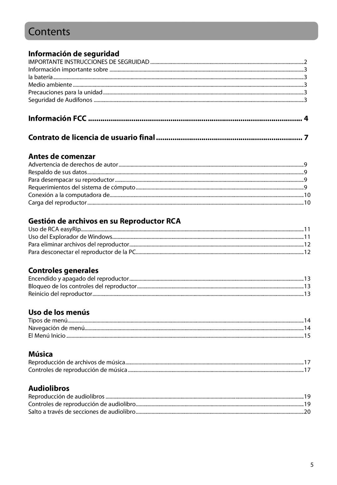 RCA M2208, M2202, M2204BL, M2204PL, M2204RD, M21 Series, M2104, M22 Series user manual Uso de los menús 