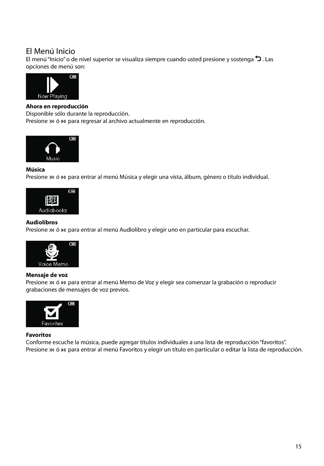 RCA M22 Series, M2208, M2202, M2204BL, M2204PL, M2204RD, M21 Series, M2104 user manual El Menú Inicio 