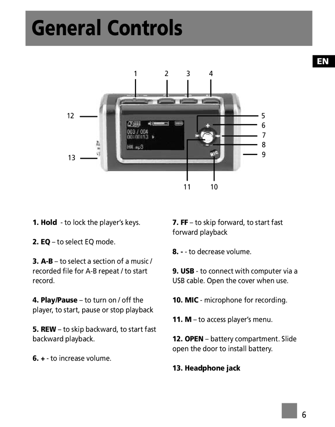 RCA MC3001, M3000, M3001, MC3000 user manual General Controls 