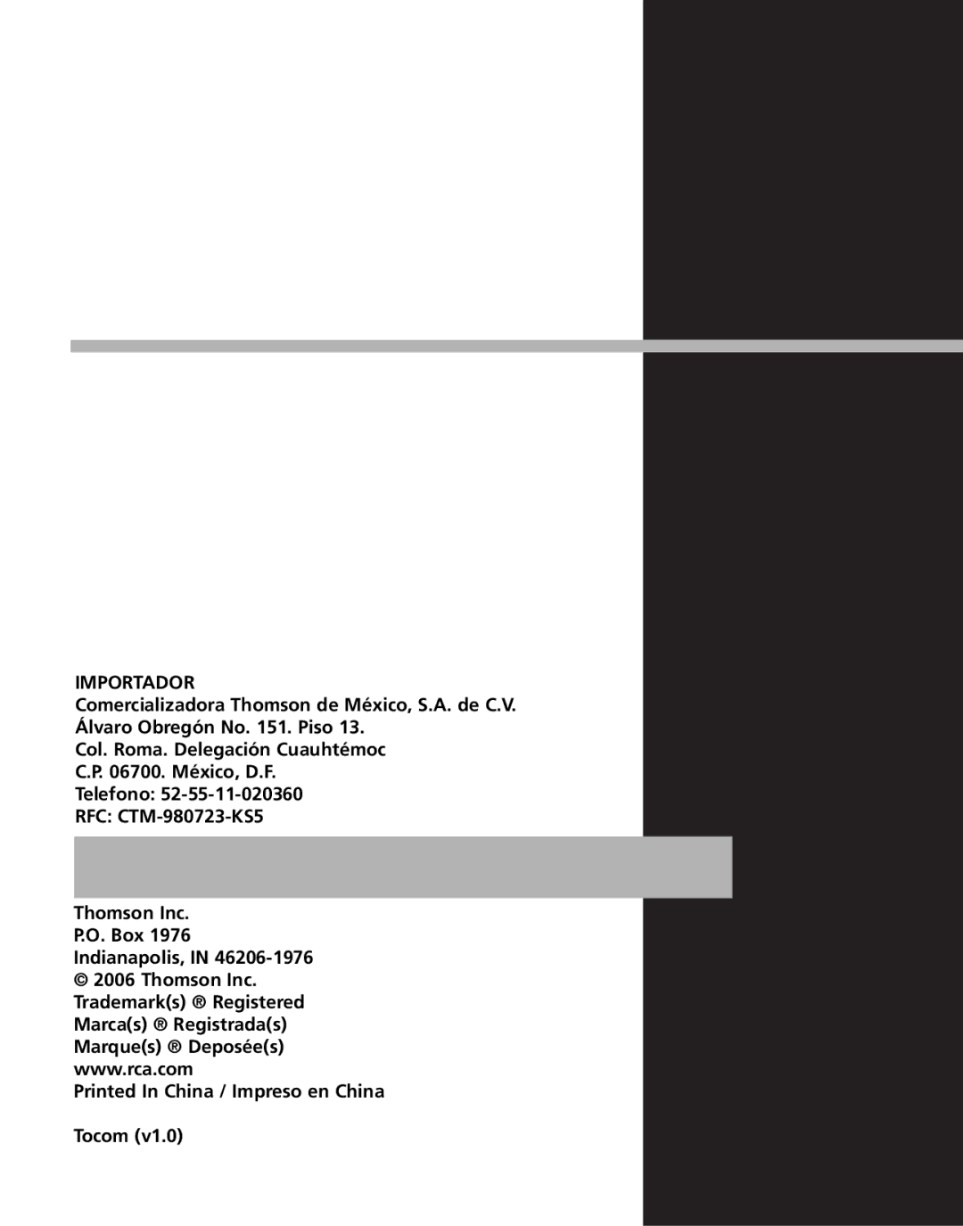 RCA MC3001, M3000, M3001, MC3000 user manual Importador 