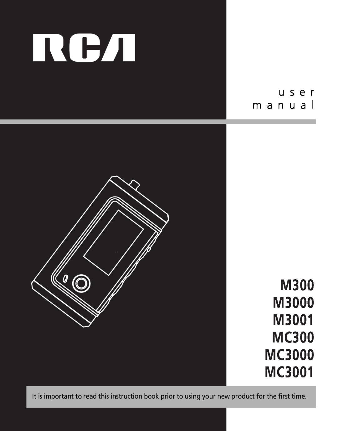 RCA user manual M300 M3000 M3001 MC300 MC3000 MC3001, u s e r m a n u a l 