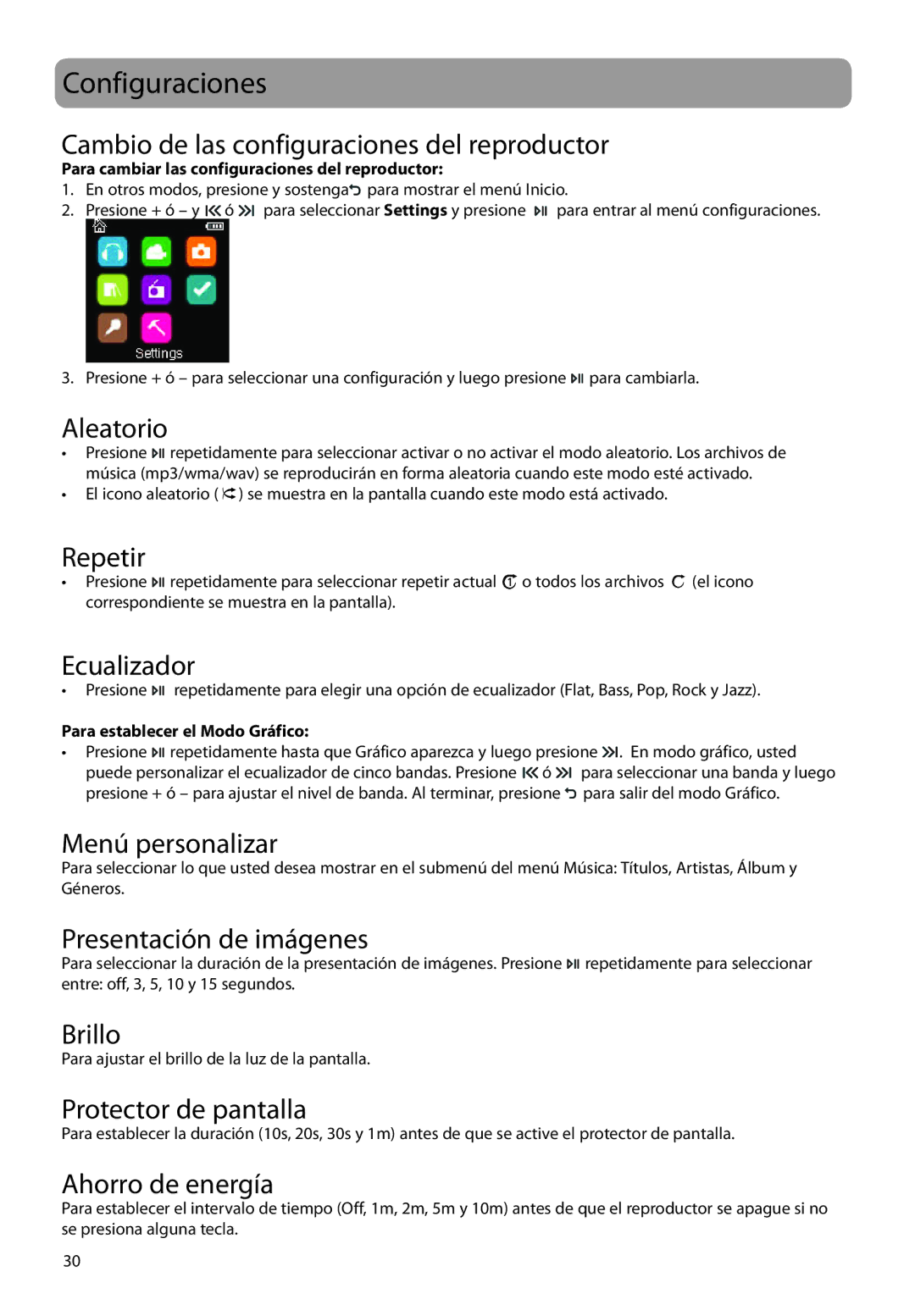 RCA M3904, M3816, M3808, M3804, M38 series, M39 series user manual Configuraciones 