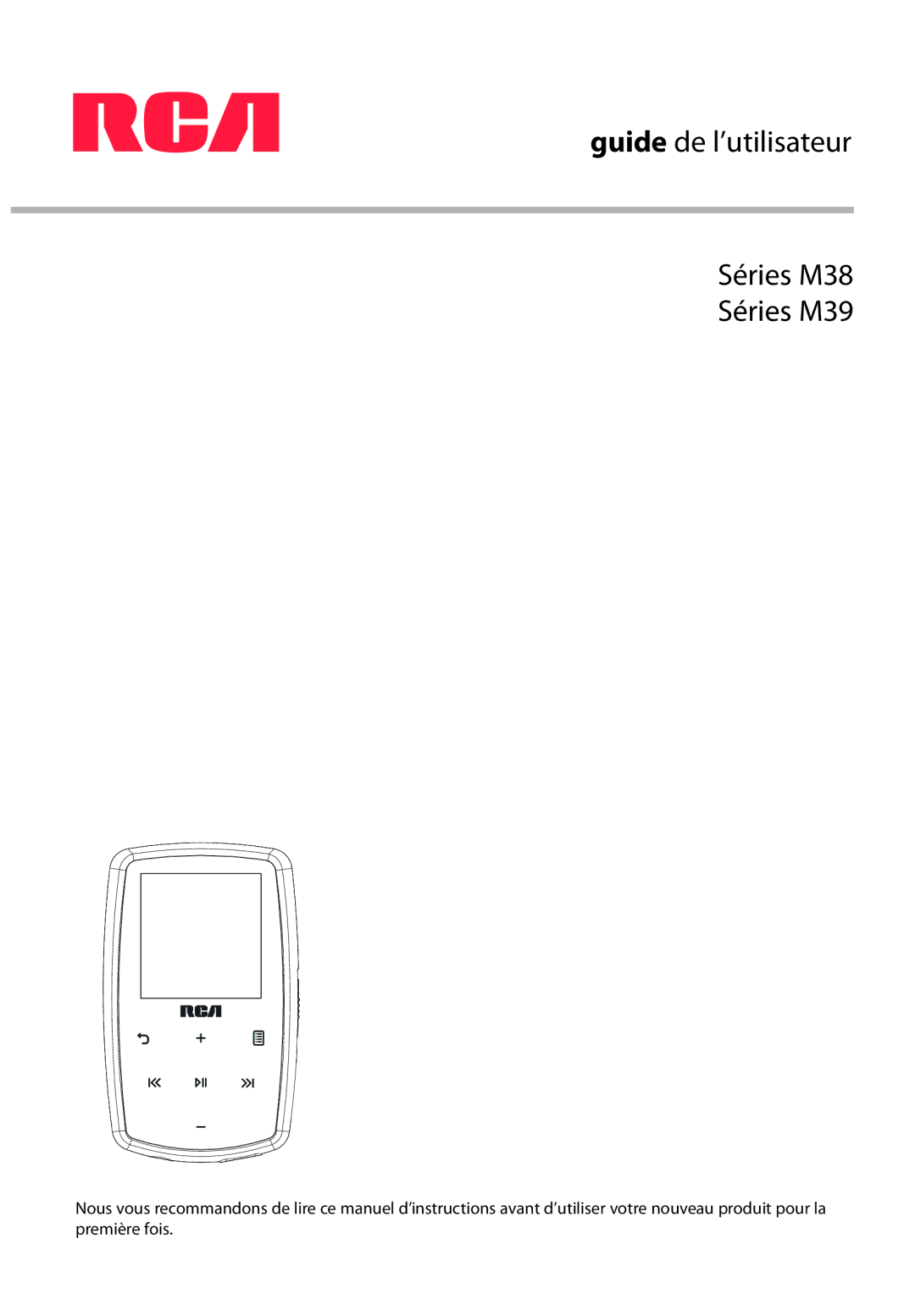 RCA M3816, M3808, M3804, M3904, M38 series, M39 series user manual Guide de l’utilisateur Séries M38 Séries M39 