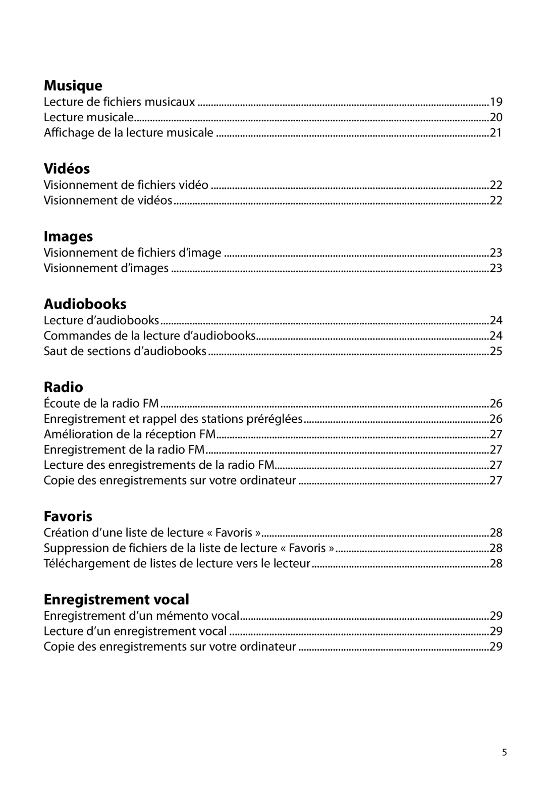 RCA M39 series, M3816, M3808, M3804, M3904, M38 series user manual Musique 