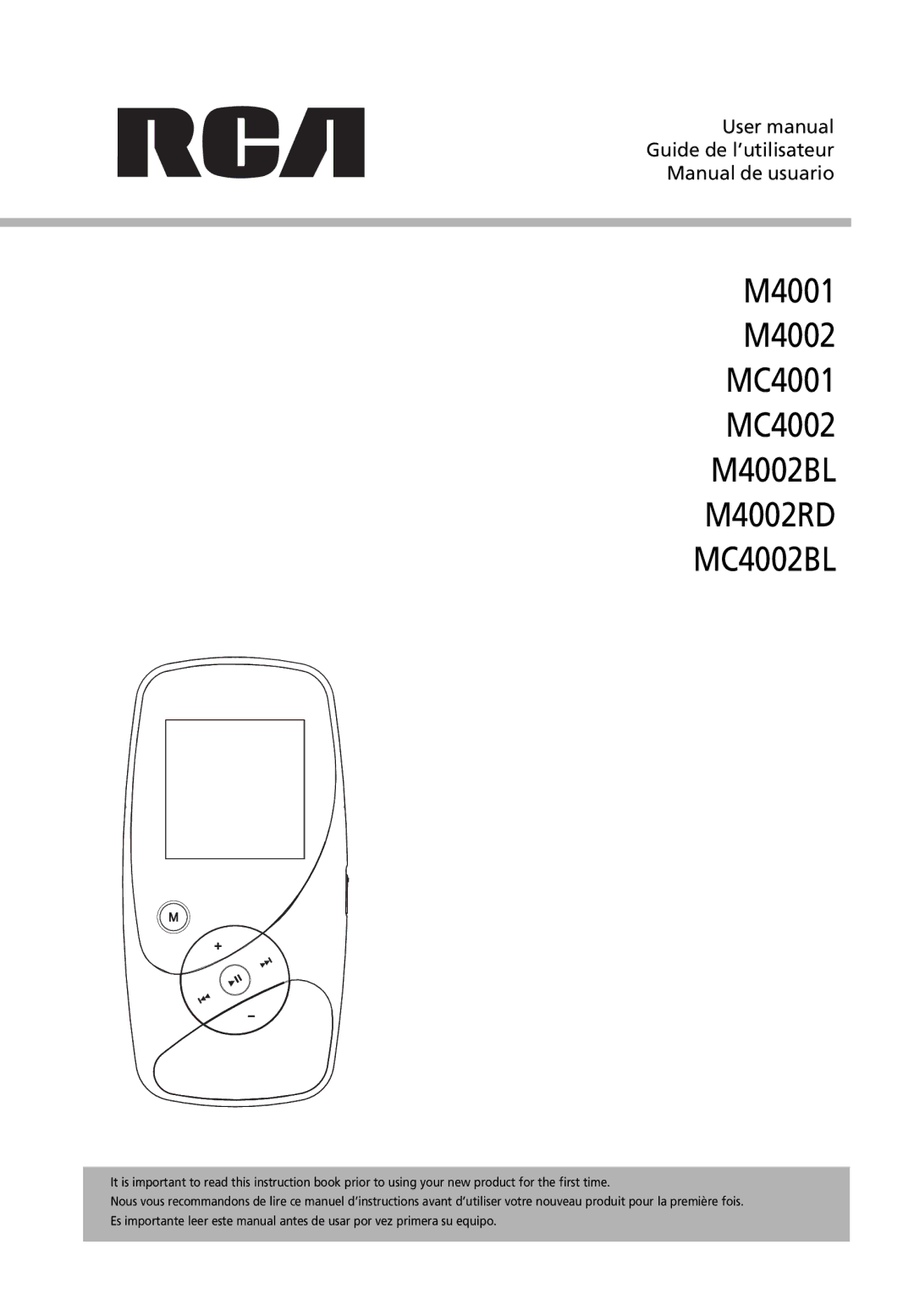 RCA user manual M4001 M4002 MC4001 MC4002 M4002BL M4002RD MC4002BL 