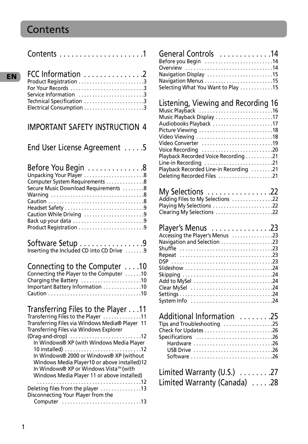 RCA MC4002BL, M4002BL, M4002RD user manual Contents 