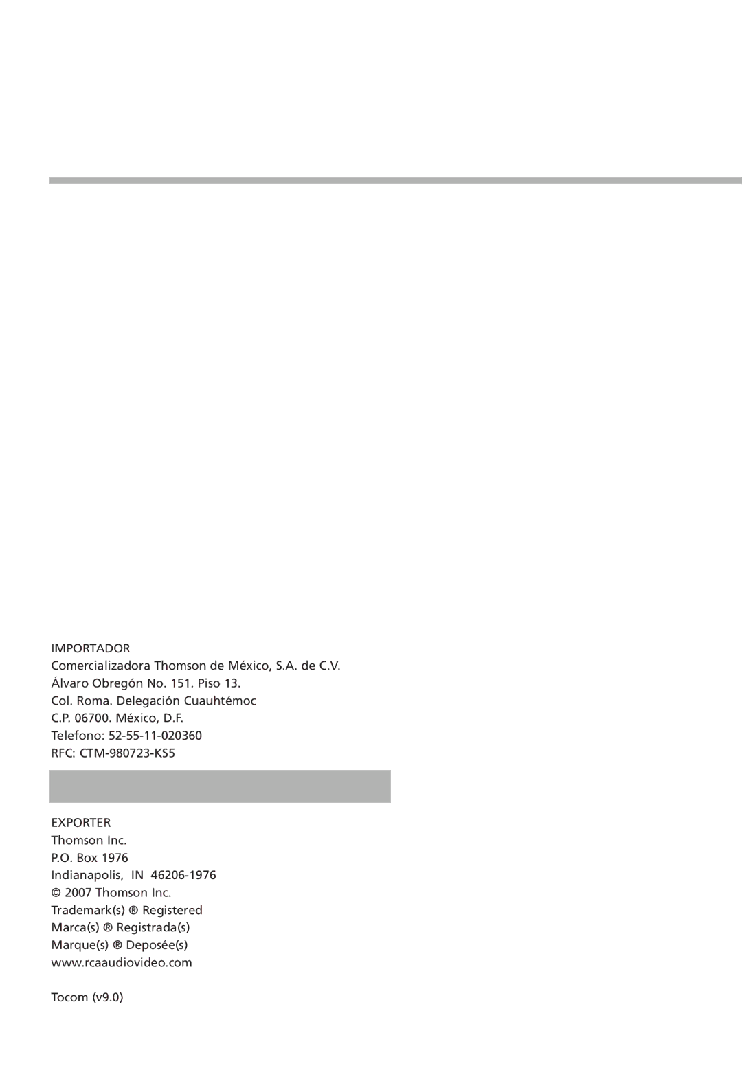 RCA M4002BL, M4002RD, MC4002BL user manual Importador 