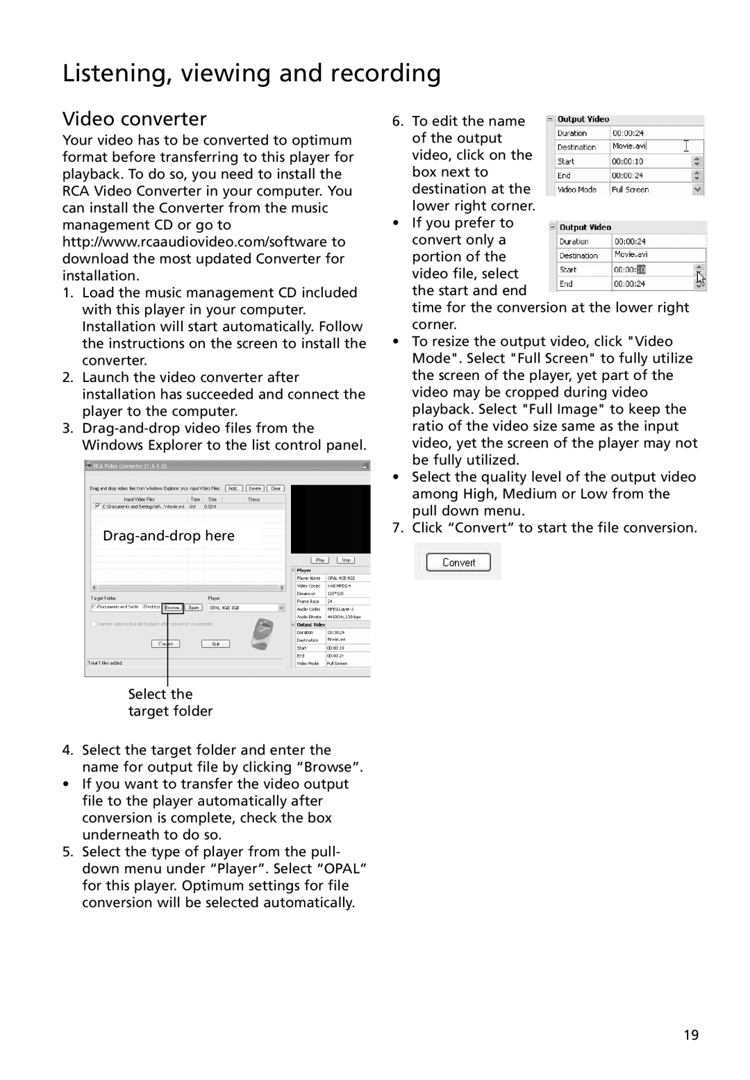 RCA M4018, M4004, M4008, MC4018, MC4008, MC4004 user manual Video converter 