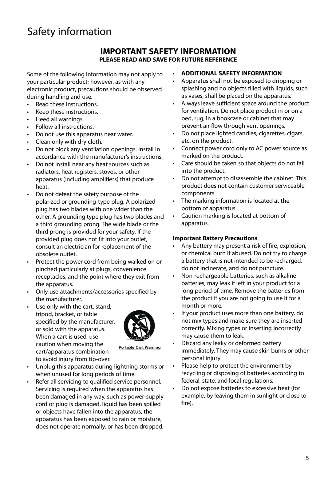 RCA MC4104, M4108, M4104, M4102, MC4102, MC4108 user manual Important Safety Information 