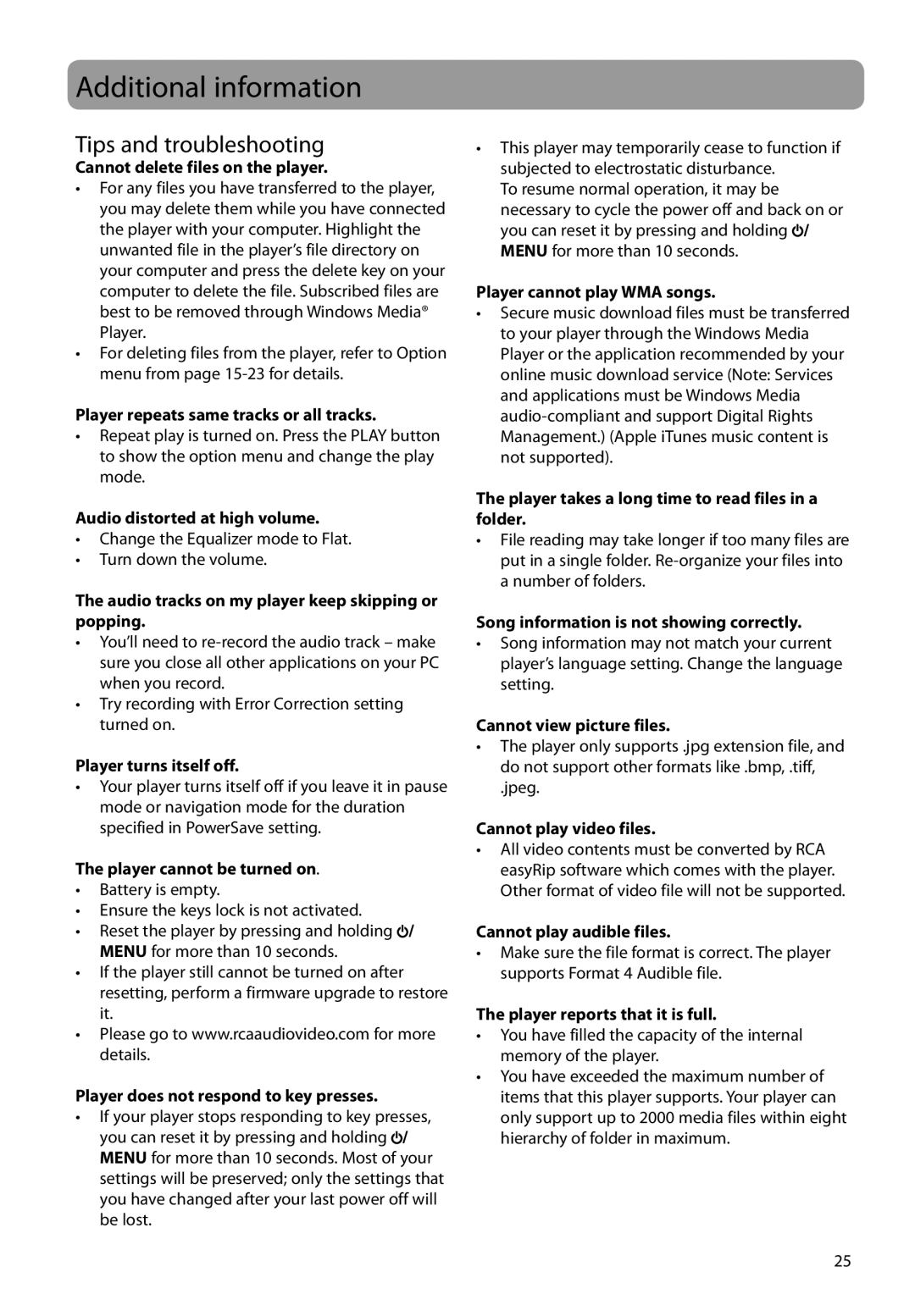 RCA M4202, M4208RD, MC4202, MC4204, MC4208 user manual Additional information, Tips and troubleshooting 