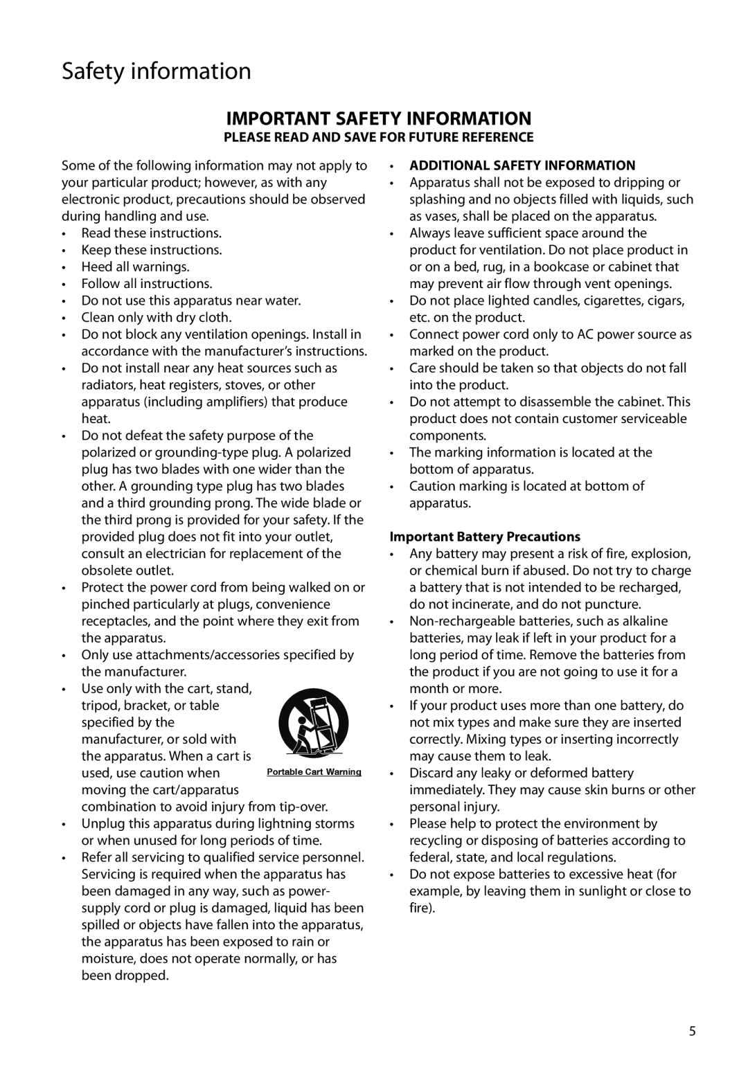 RCA MC4208, M4202, M4208RD, MC4202, MC4204 user manual Important Safety Information 