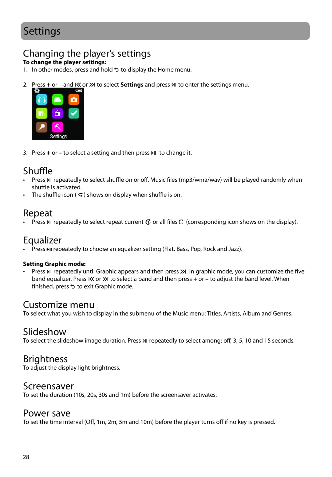 RCA M45, M46 user manual Settings 