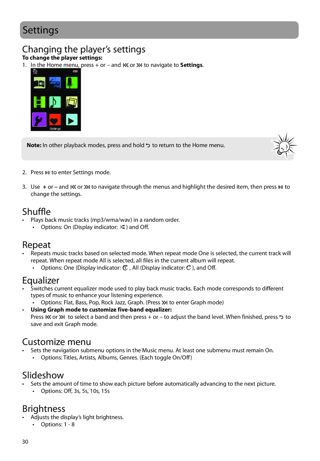 RCA M48 user manual Settings 