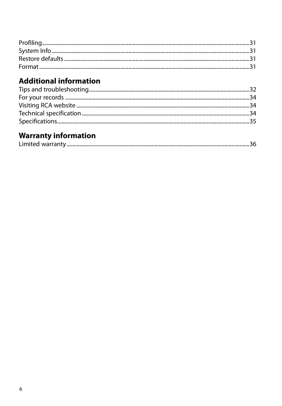 RCA M48 user manual Warranty information 