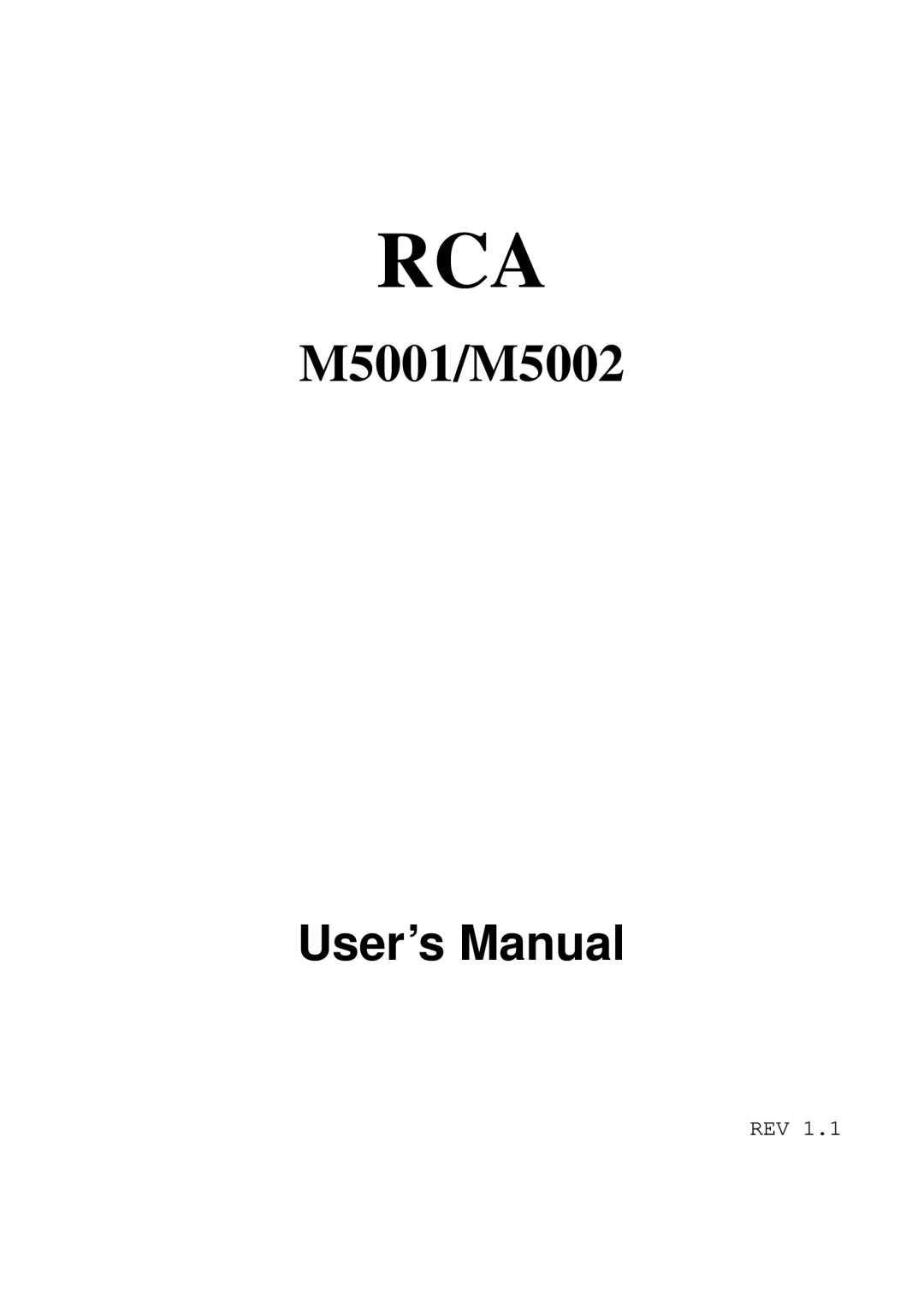 RCA M5001, M5002 user manual Rca 