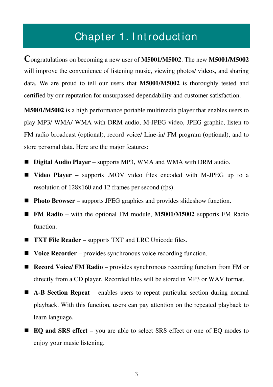 RCA M5001, M5002 user manual Introduction 