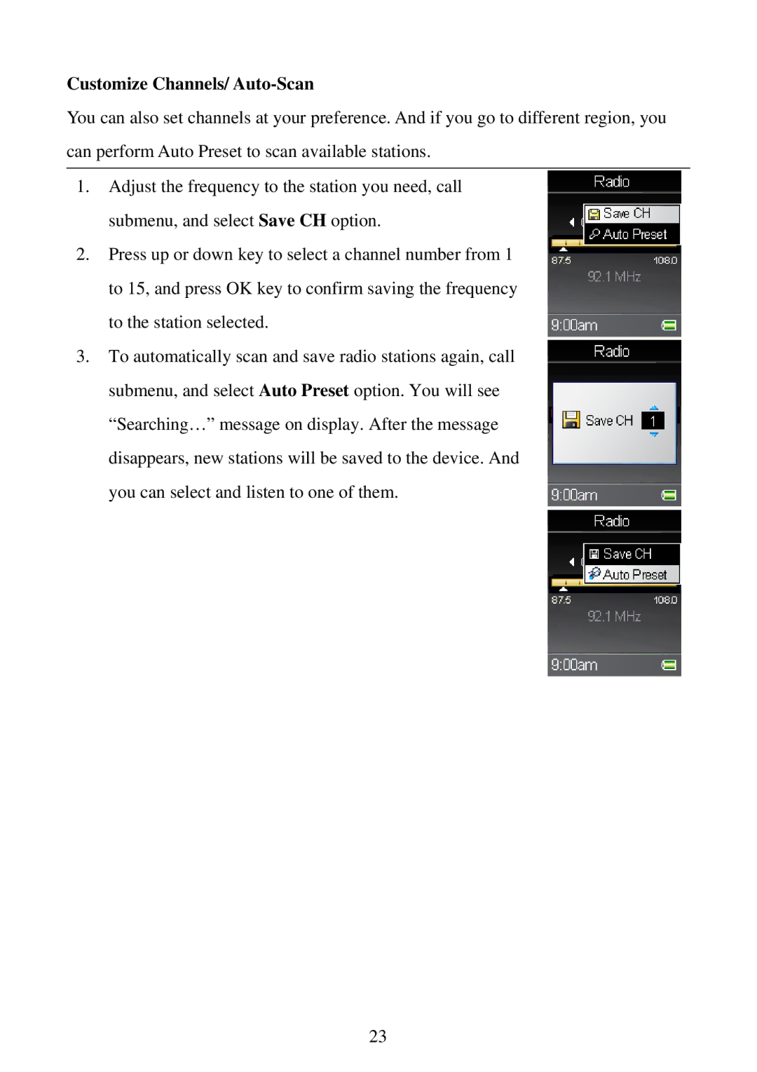 RCA M5001, M5002 user manual Customize Channels/ Auto-Scan 