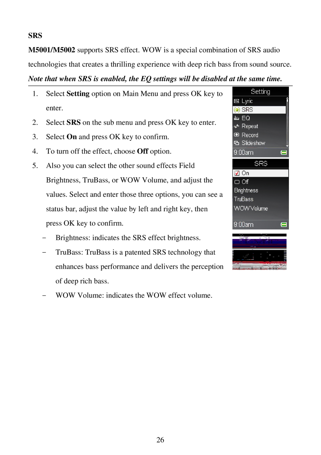 RCA M5002, M5001 user manual Srs 