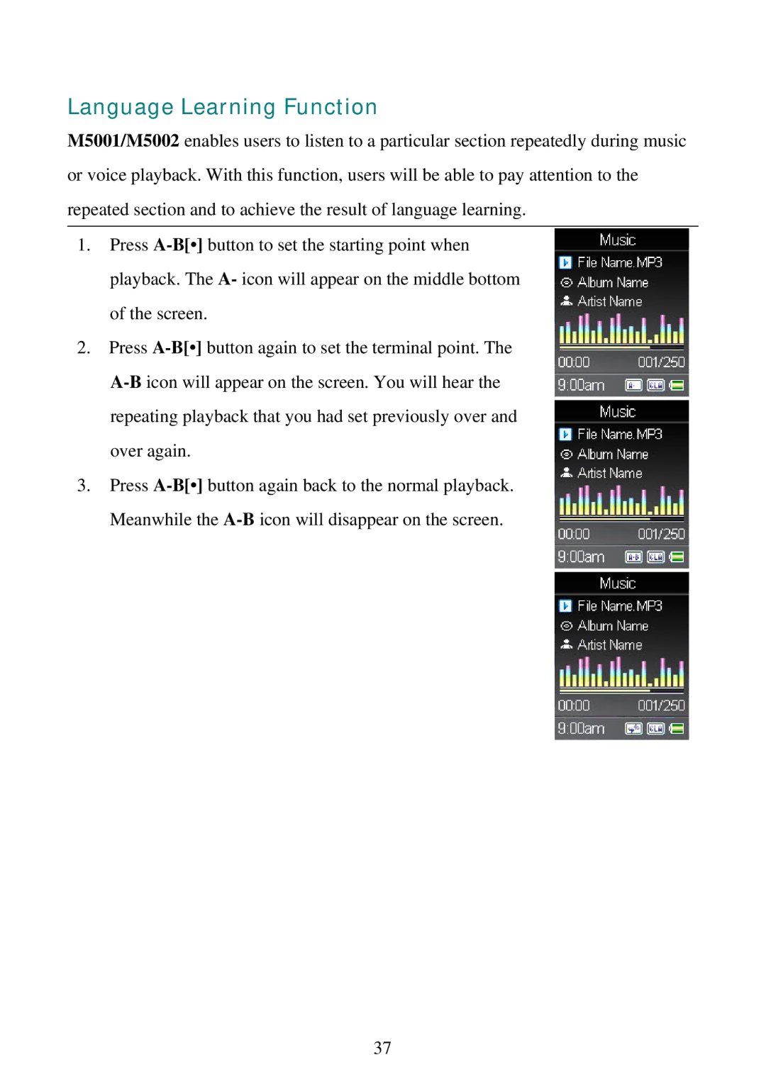 RCA M5001, M5002 user manual Language Learning Function 