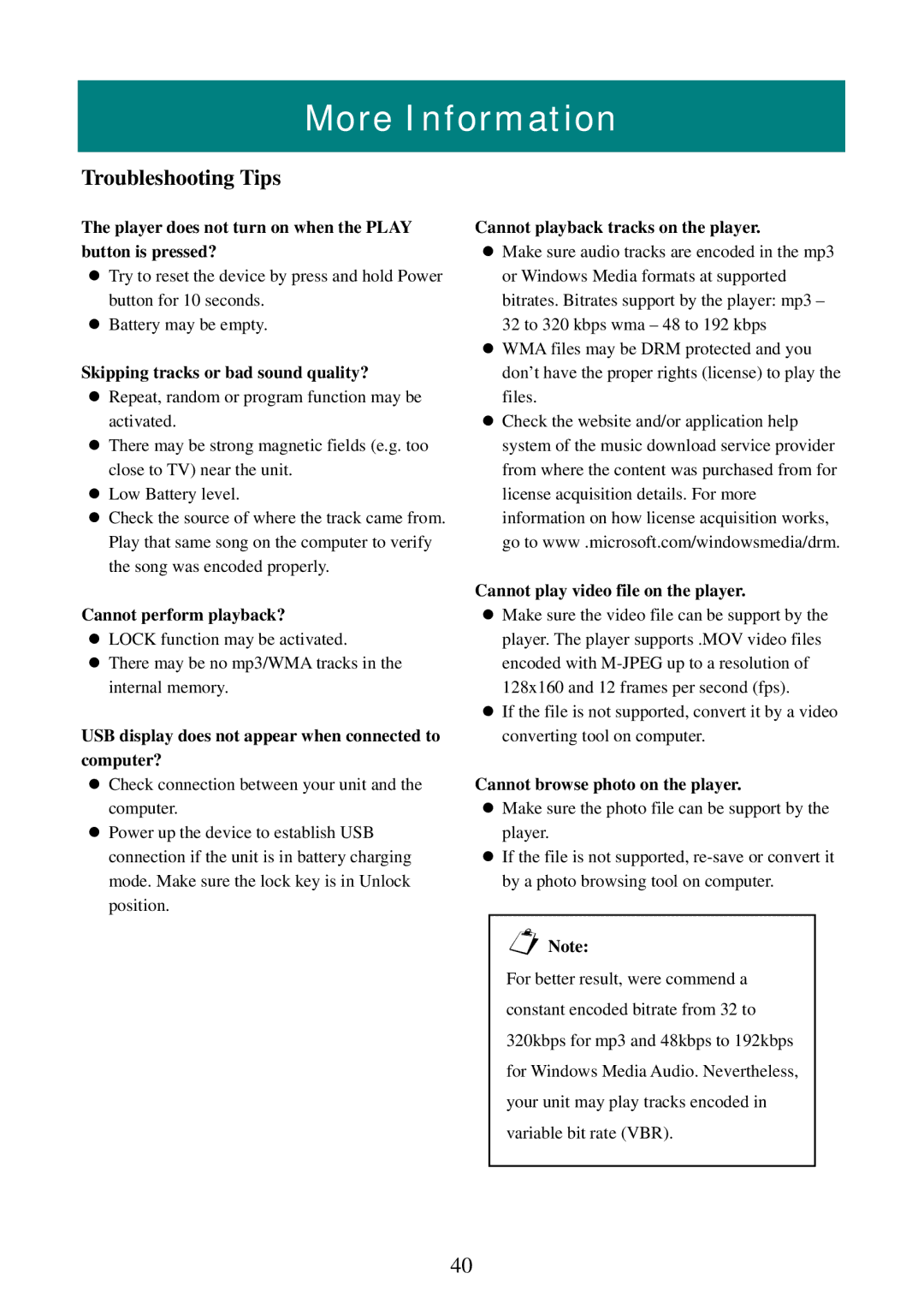 RCA M5002, M5001 user manual More Information, Troubleshooting Tips 