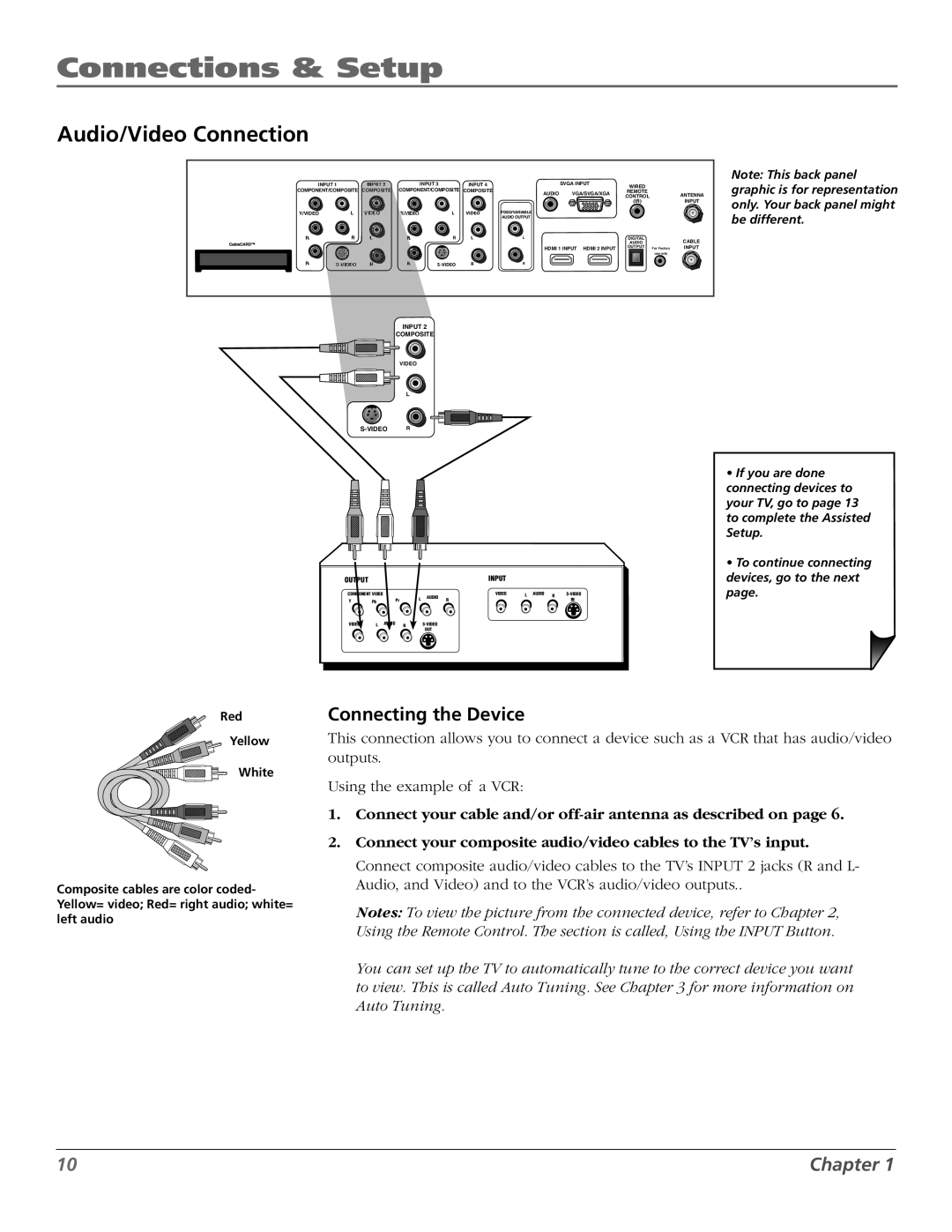 RCA M50WH186 manual Audio/Video Connection, Composite 