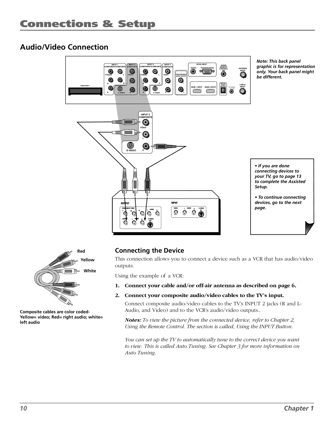RCA M50WH187 manual Audio/Video Connection, Composite 