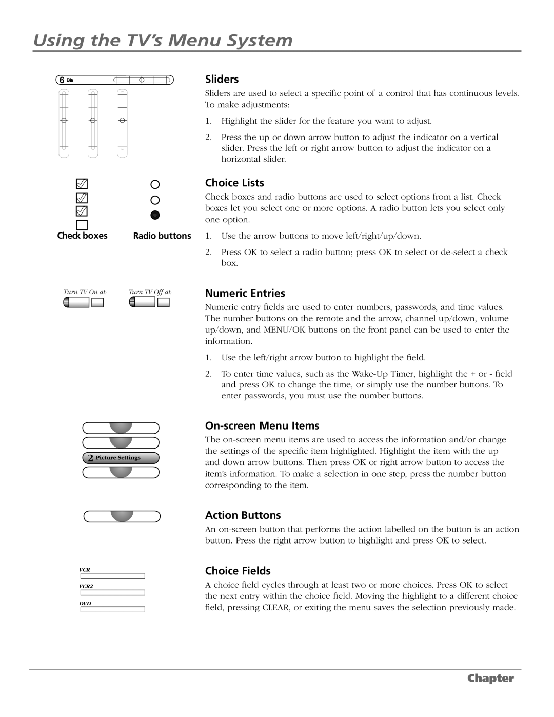 RCA M50WH187 manual Using the TV’s Menu System 