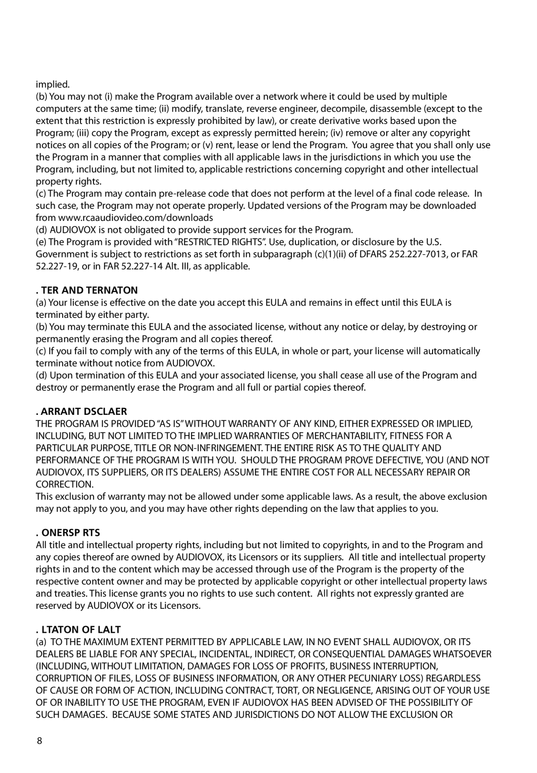 RCA M61 user manual Term and Termination, Warranty Disclaimer, Ownership Rights, Limitation of Liability 