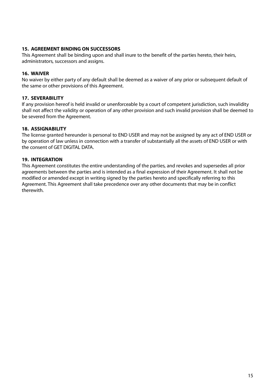 RCA M62 user manual Agreement Binding on Successors, Waiver, Severability, Assignability, Integration 