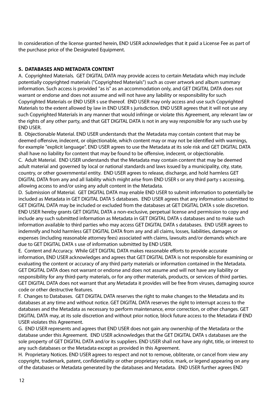 RCA M6504 user manual Databases and Metadata Content, END User 