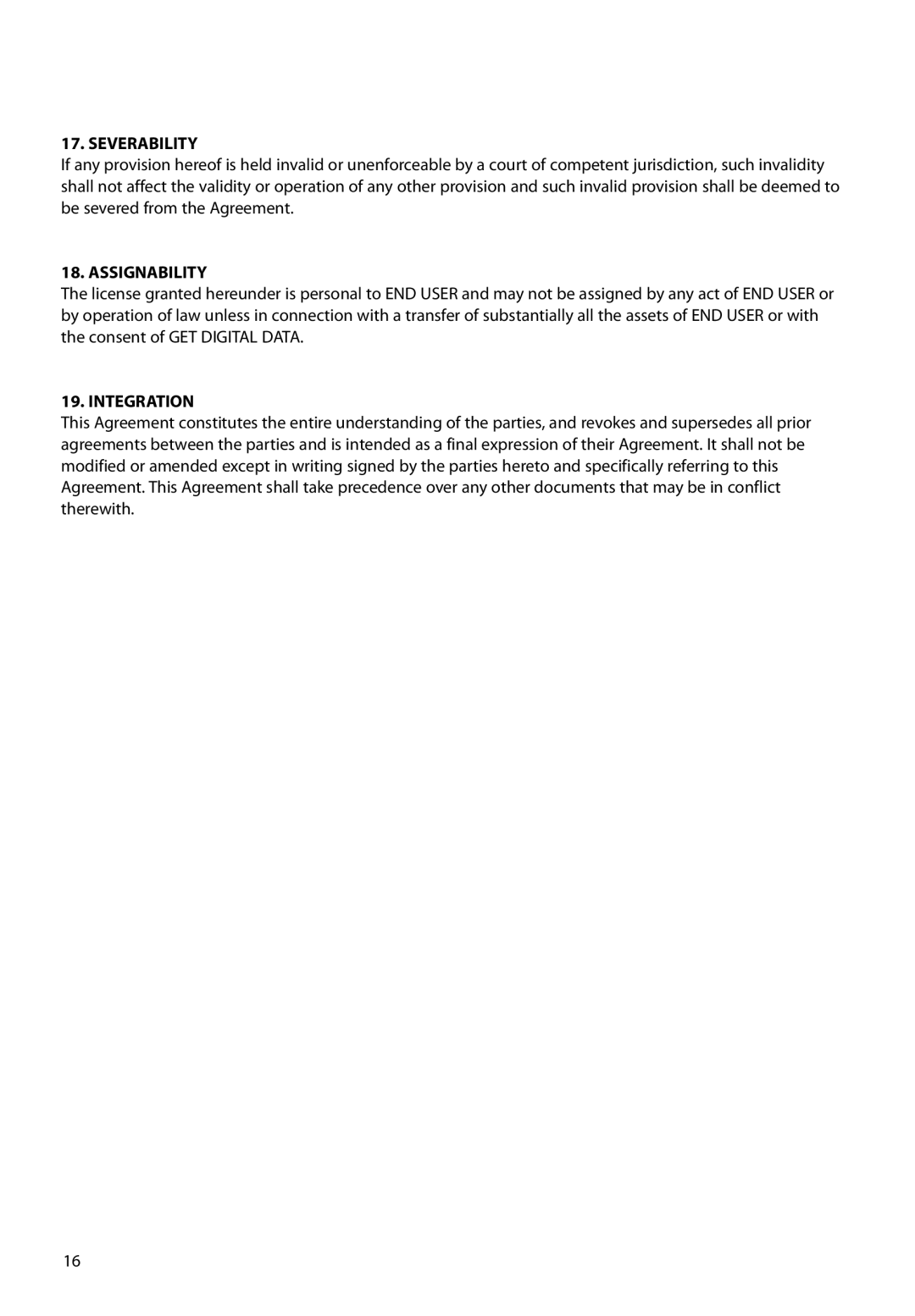 RCA M6504 user manual Severability, Assignability, Integration 