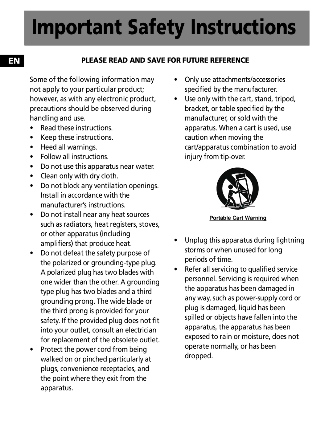 RCA MC2602, MC2601 user manual Important Safety Instructions 