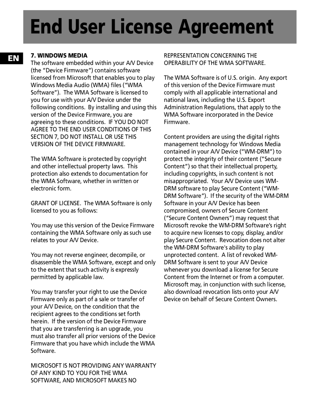 RCA MC2602, MC2601 user manual Windows Media 