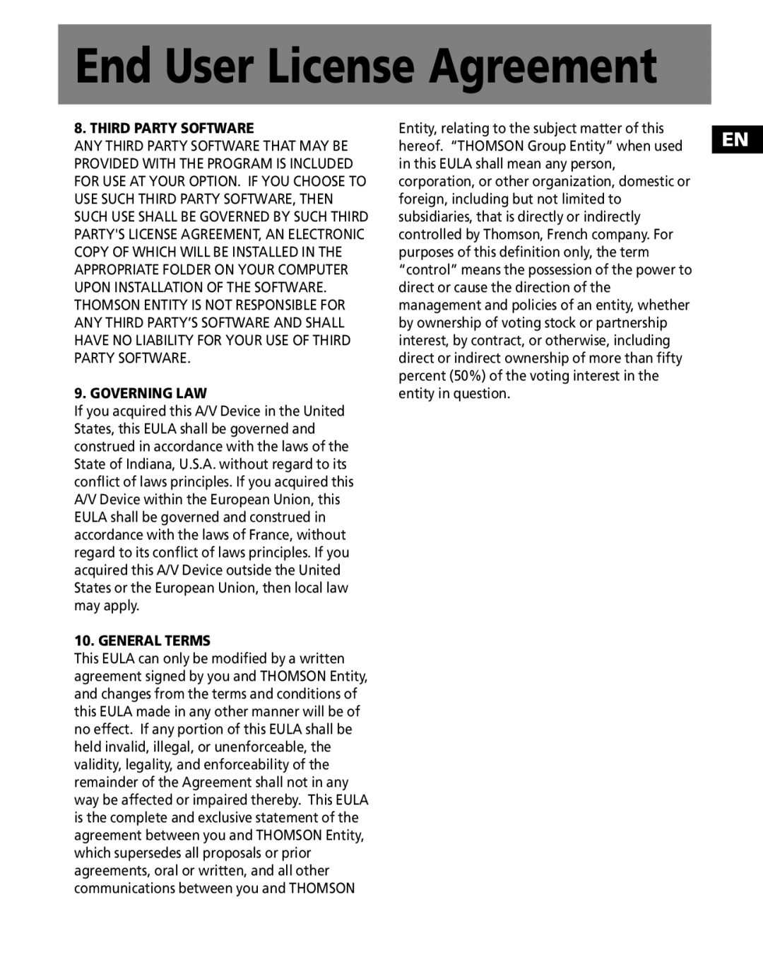 RCA MC2601, MC2602 user manual Third Party Software 