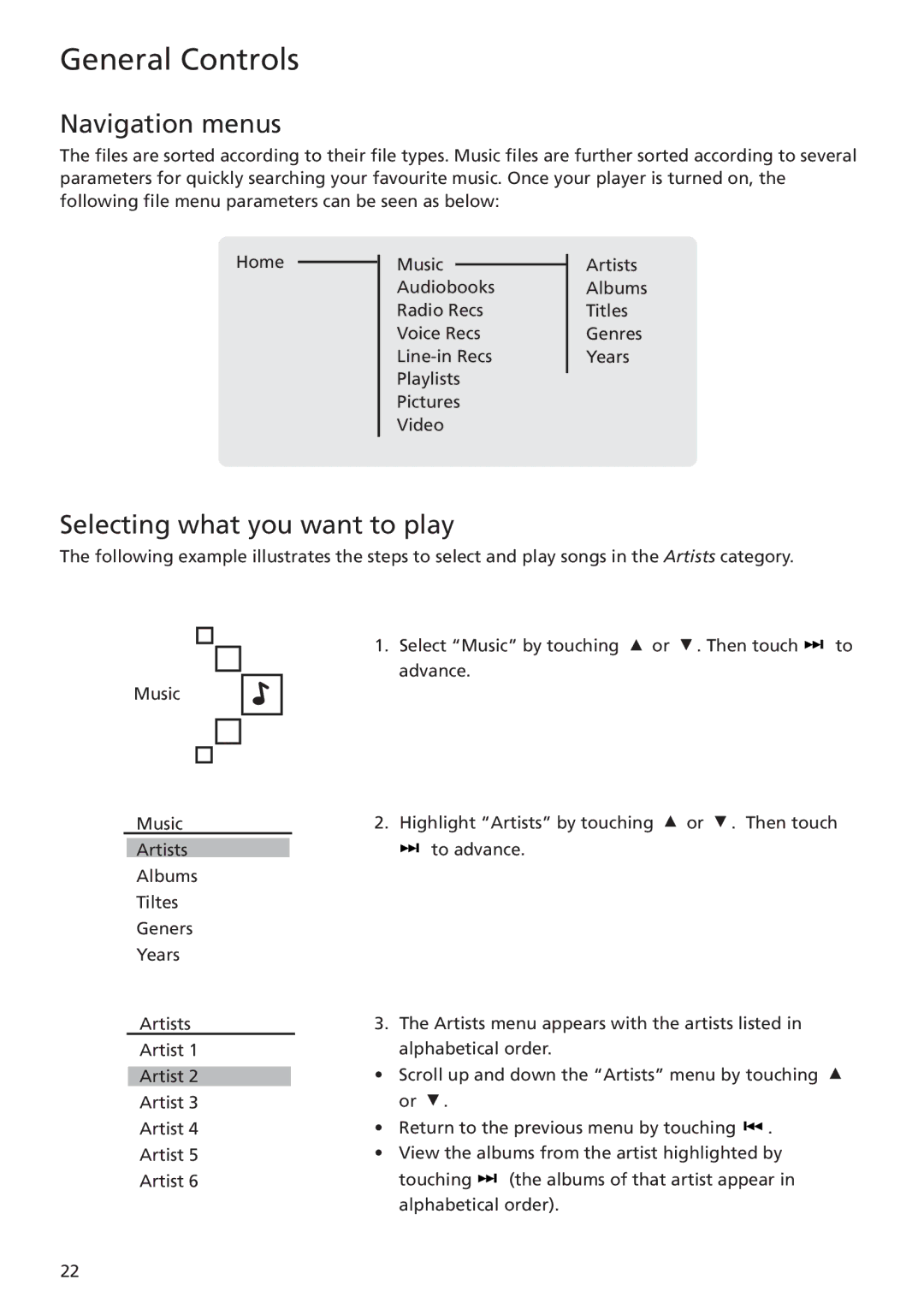 RCA MC5102 MC5104 user manual Navigation menus, Selecting what you want to play 