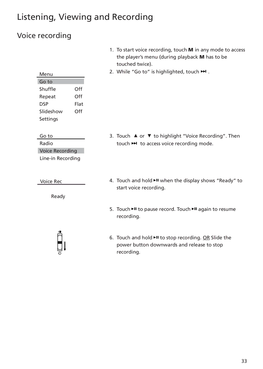 RCA MC5102 MC5104 user manual Voice recording 