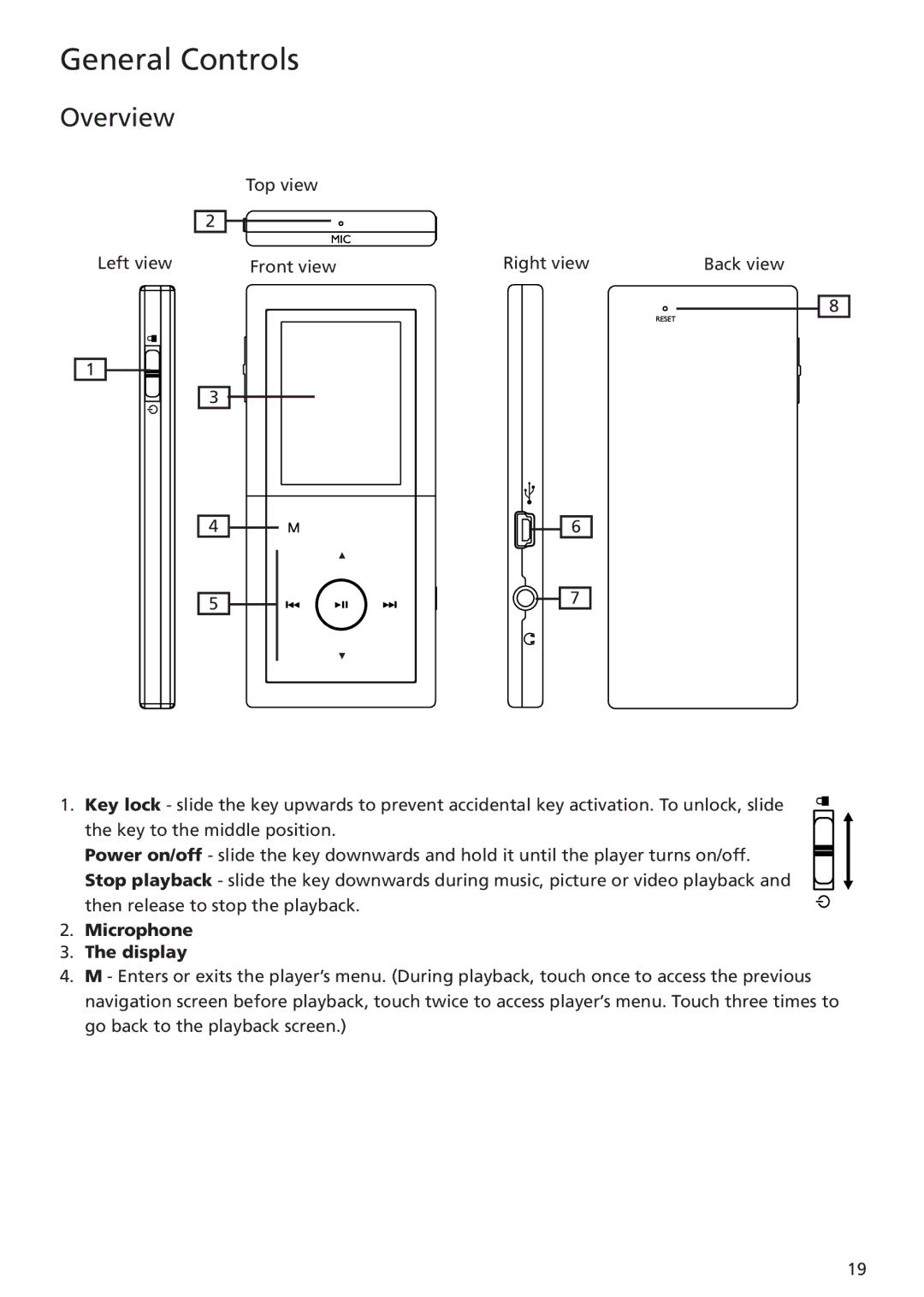 RCA MC5104 user manual Overview, Microphone Display 