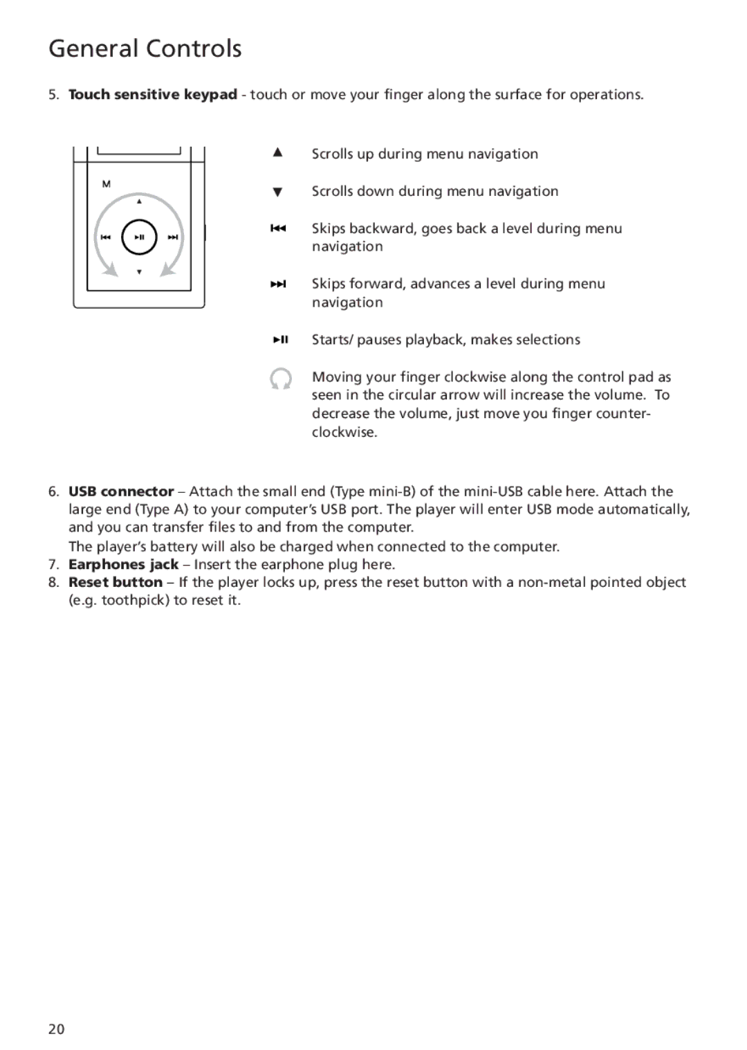 RCA MC5104 user manual General Controls 