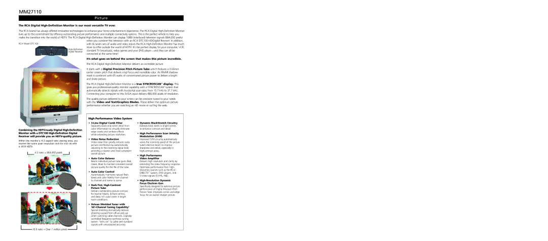 RCA MM27110 specifications Picture 