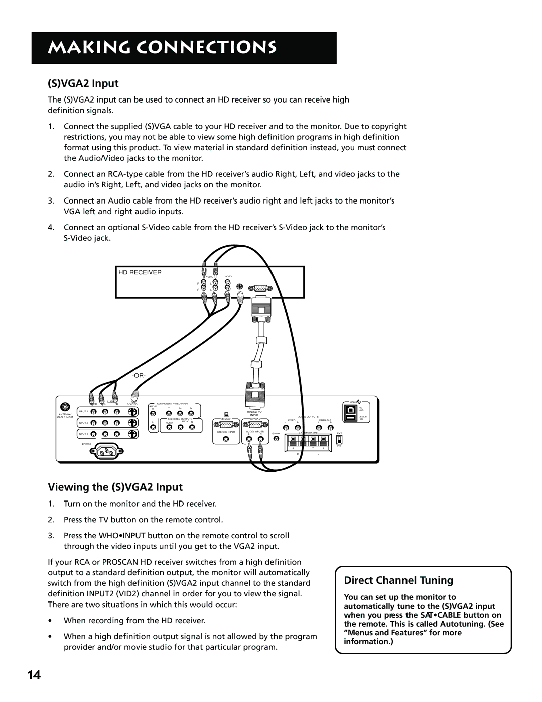 RCA MM27110 manual Viewing the SVGA2 Input 