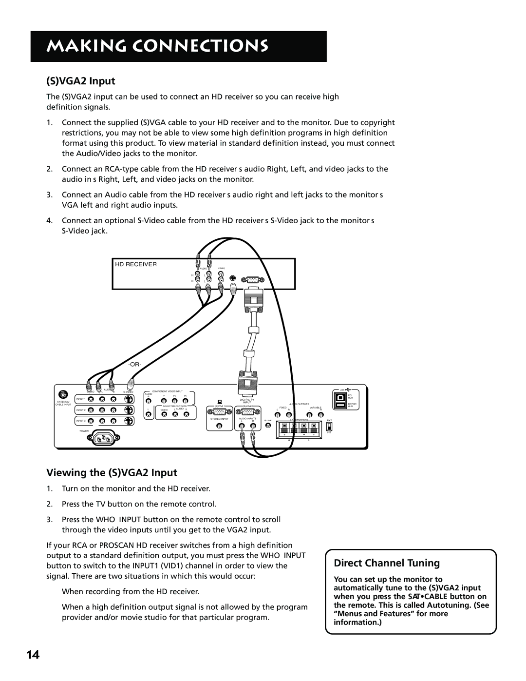 RCA MM52110 manual Viewing the SVGA2 Input 