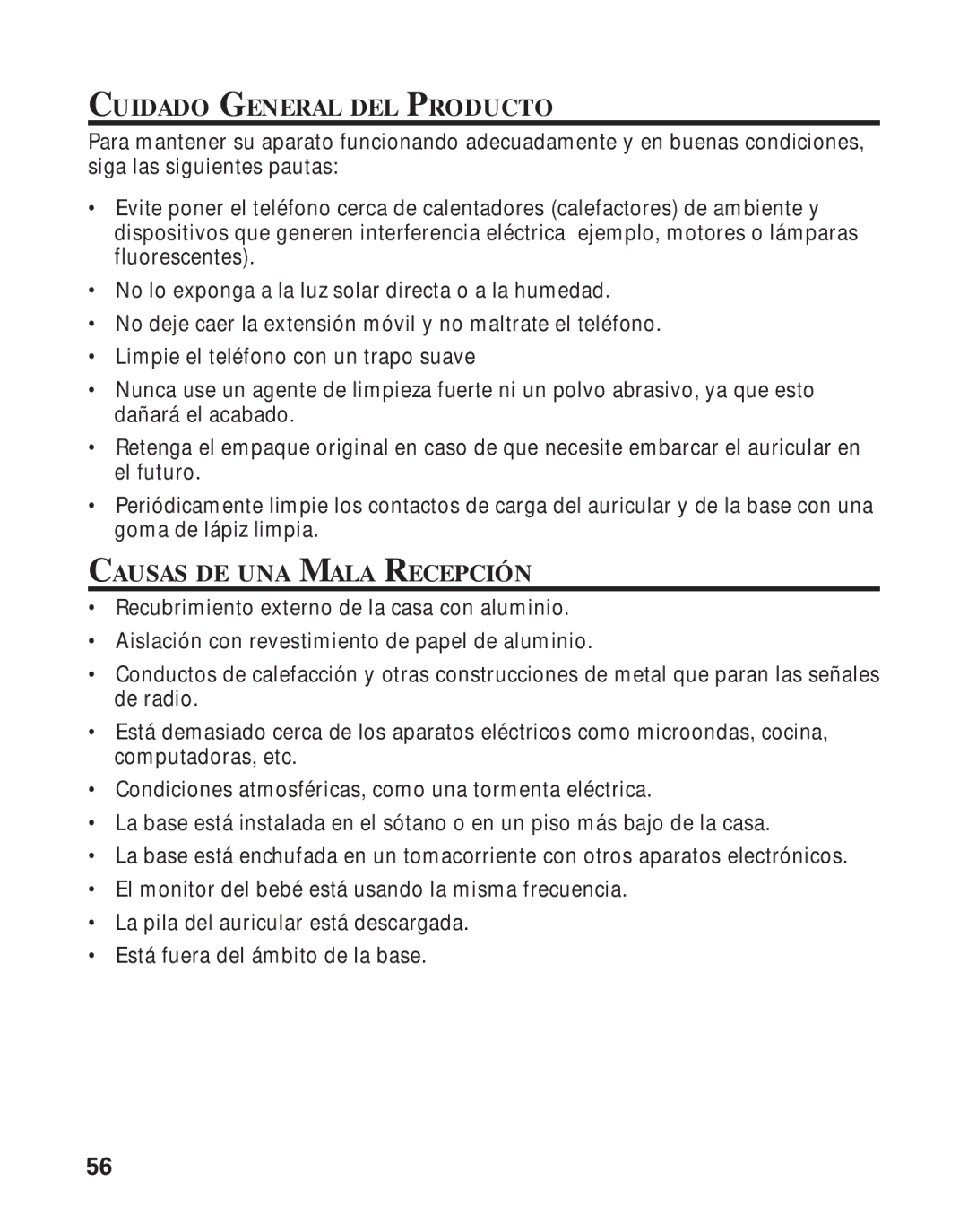 RCA Model 21011 manual Cuidado General DEL Producto, Causas DE UNA Mala Recepción 