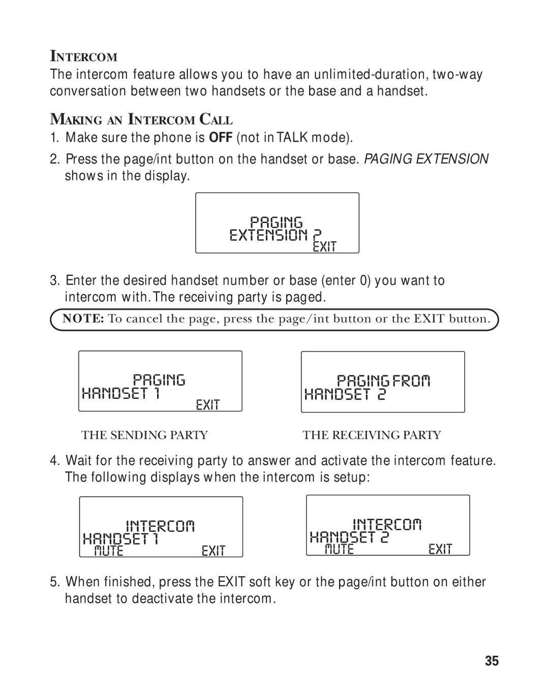 RCA Model 21011 manual Pagingfrom, Mute, Making AN Intercom Call 