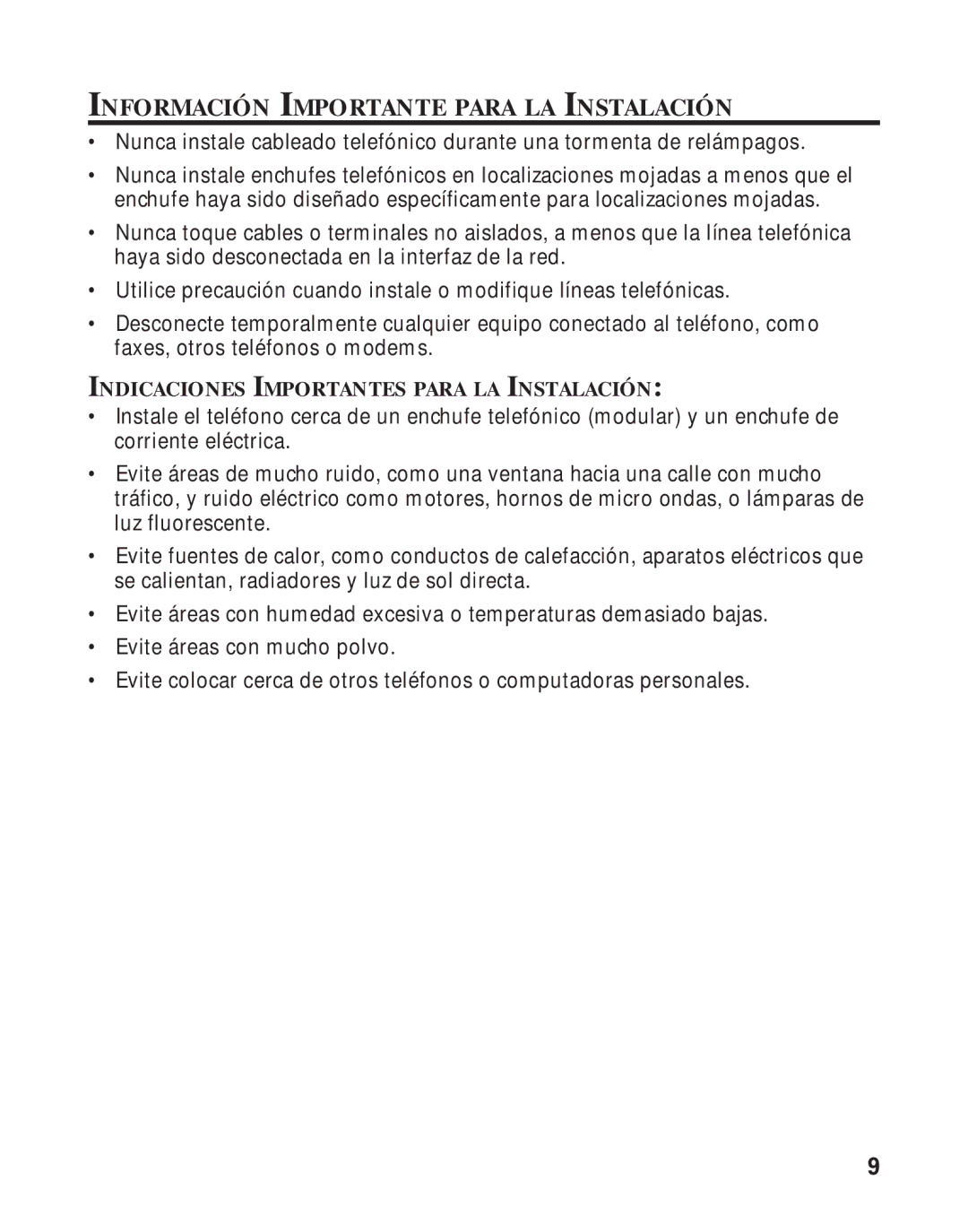 RCA Model 21011 manual Información Importante Para LA Instalación, Indicaciones Importantes Para LA Instalación 