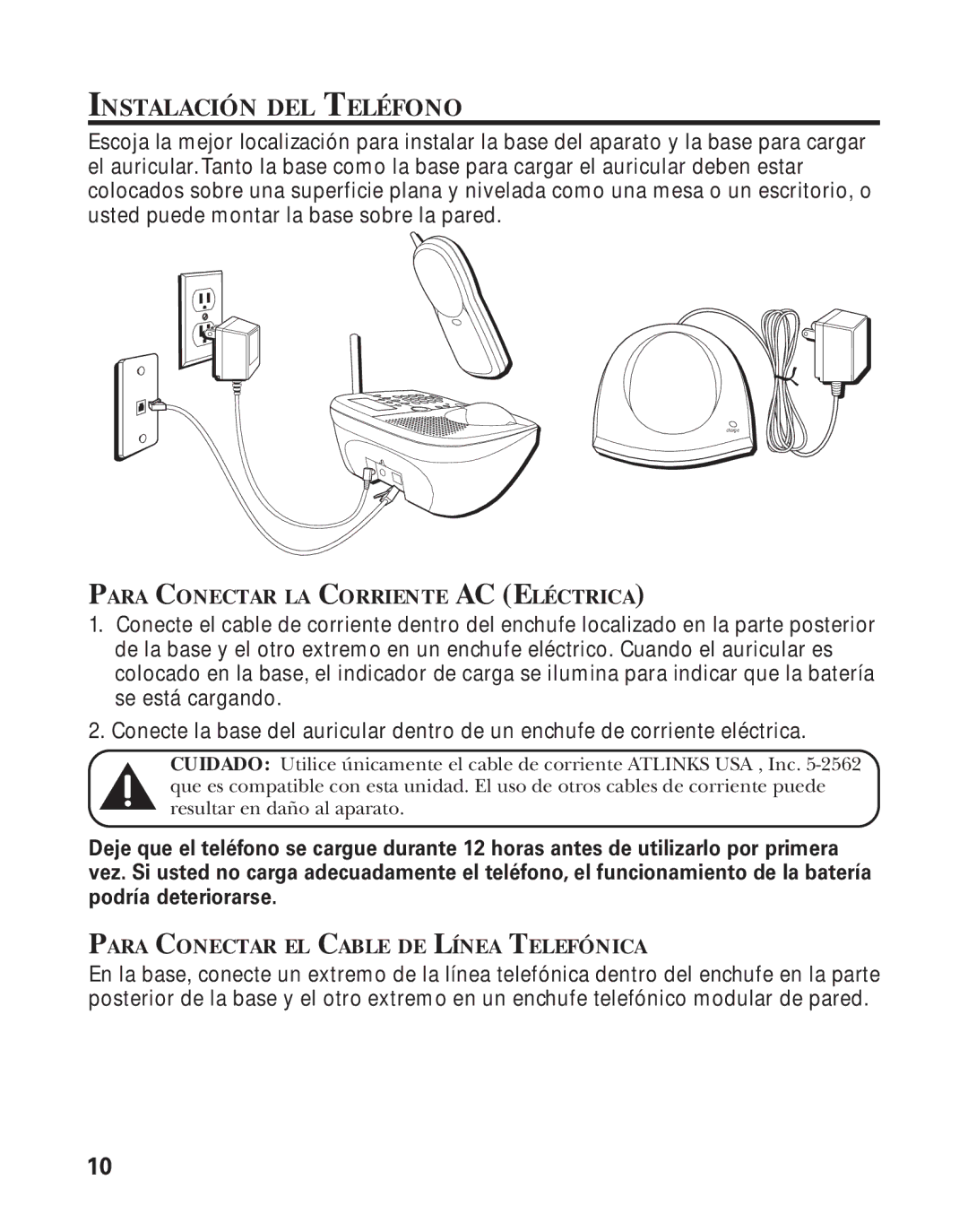 RCA Model 21011 manual Instalación DEL Teléfono, Para Conectar LA Corriente AC Eléctrica 