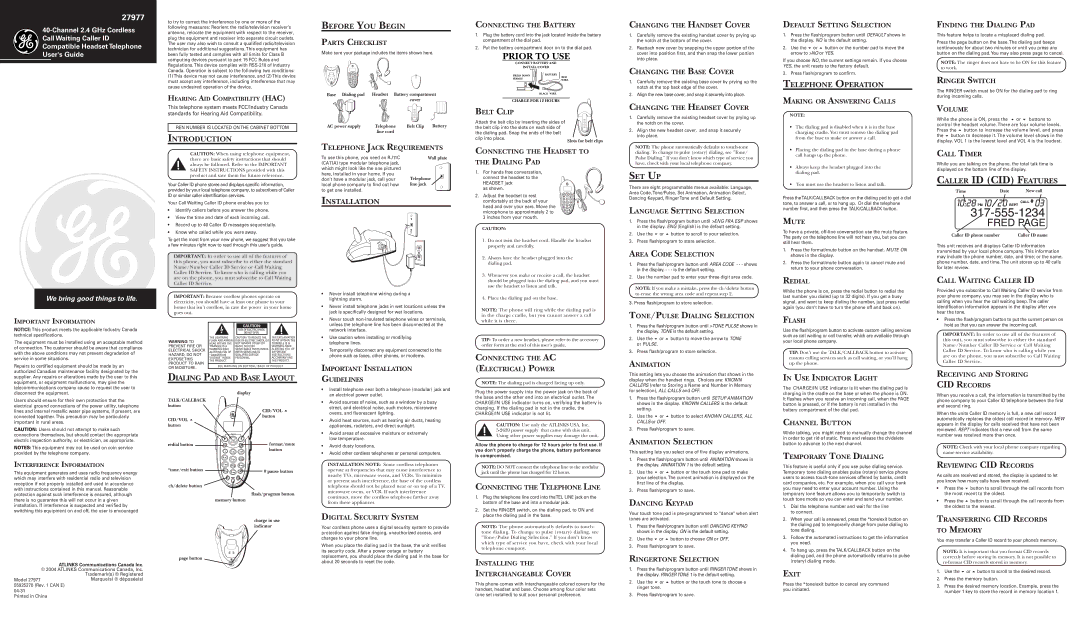 RCA Model 27977 technical specifications Introduction, Before YOU Begin, Installation, Set Up, Telephone Operation 