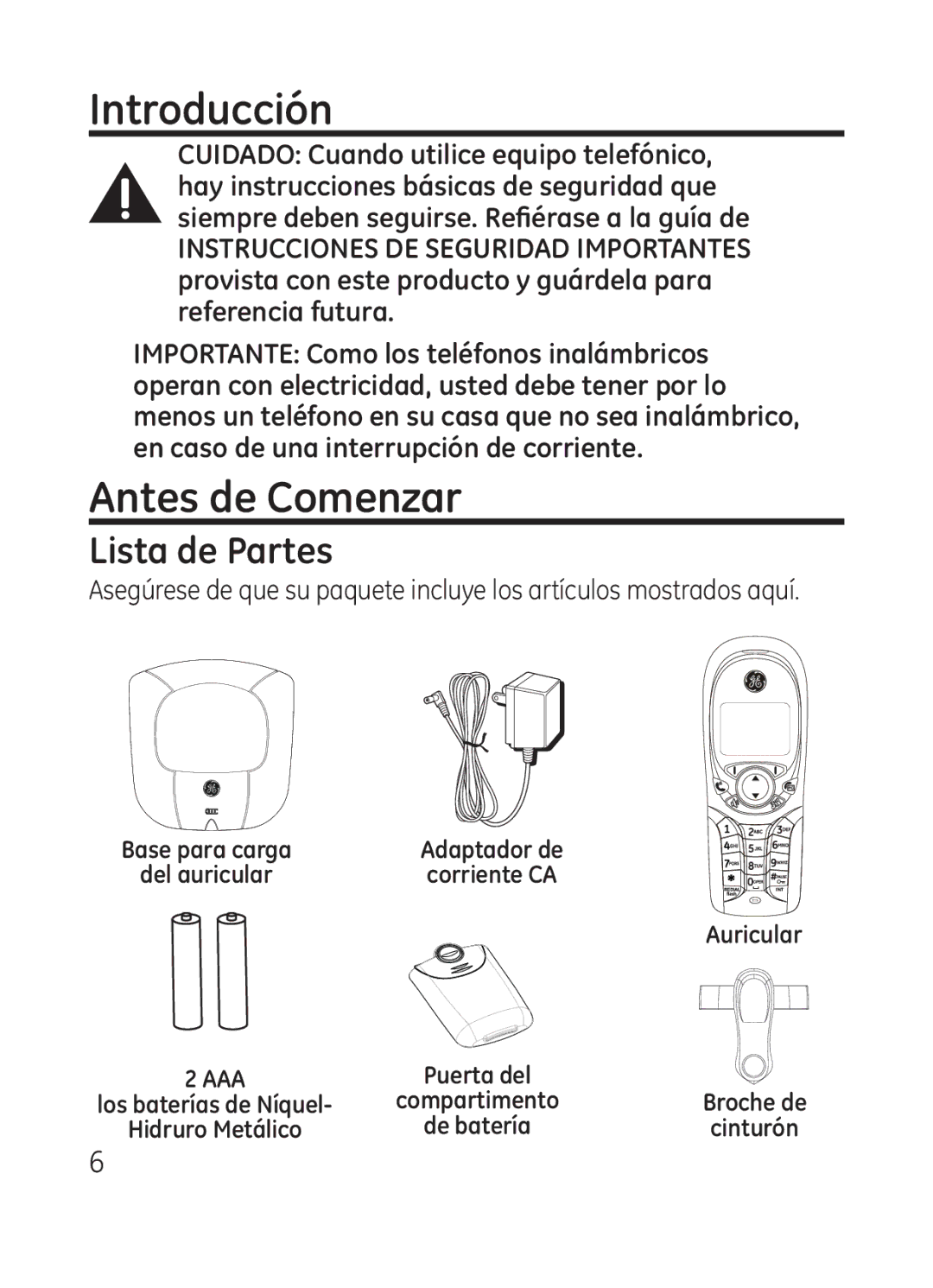 RCA Model 28301 manual Introducción, Antes de Comenzar, Lista de Partes 