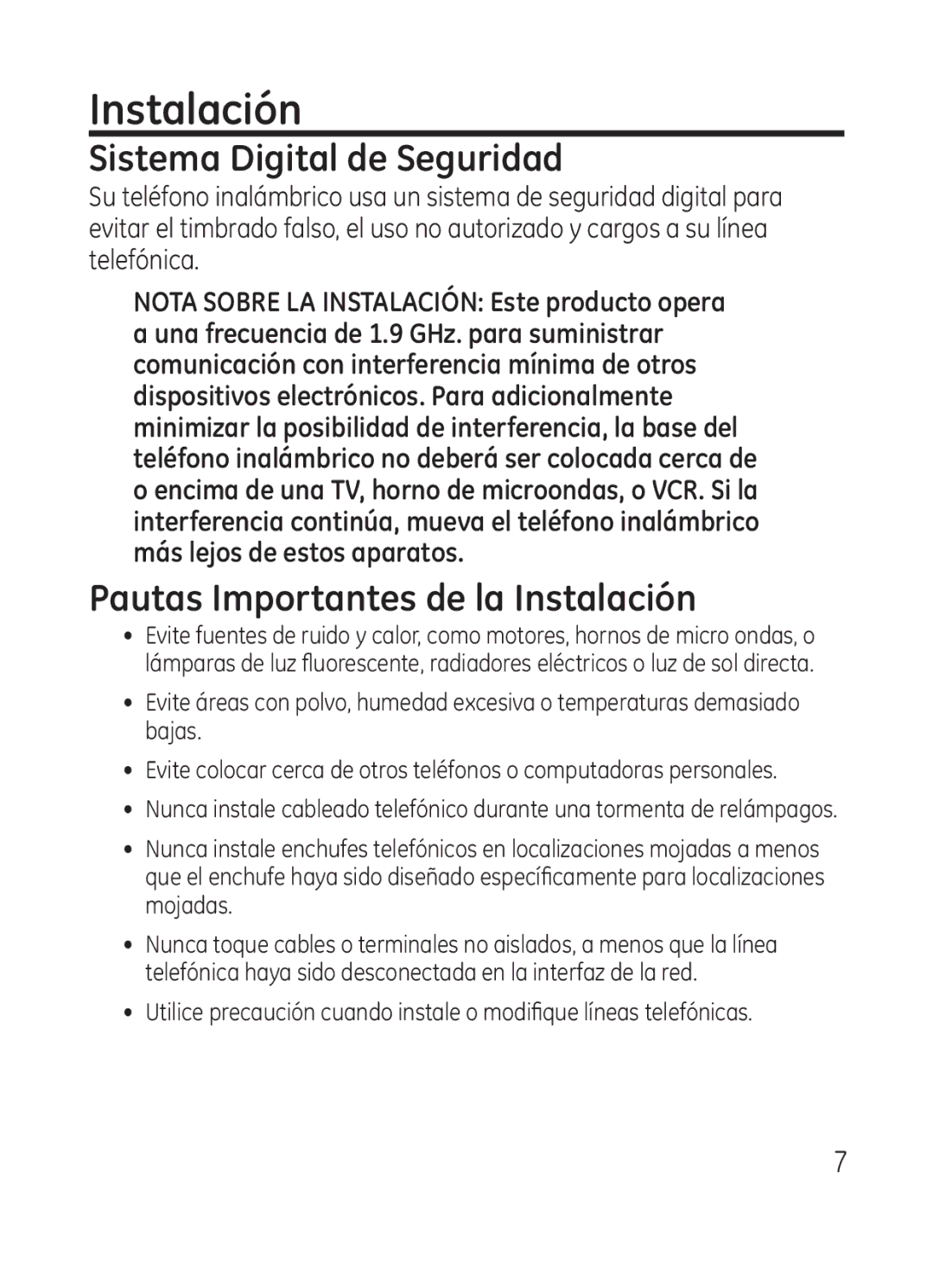 RCA Model 28301 manual Sistema Digital de Seguridad, Pautas Importantes de la Instalación 