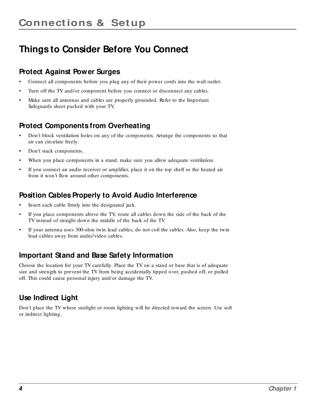 RCA MR14400, MR20400 manual Connections & Setup, Things to Consider Before You Connect 